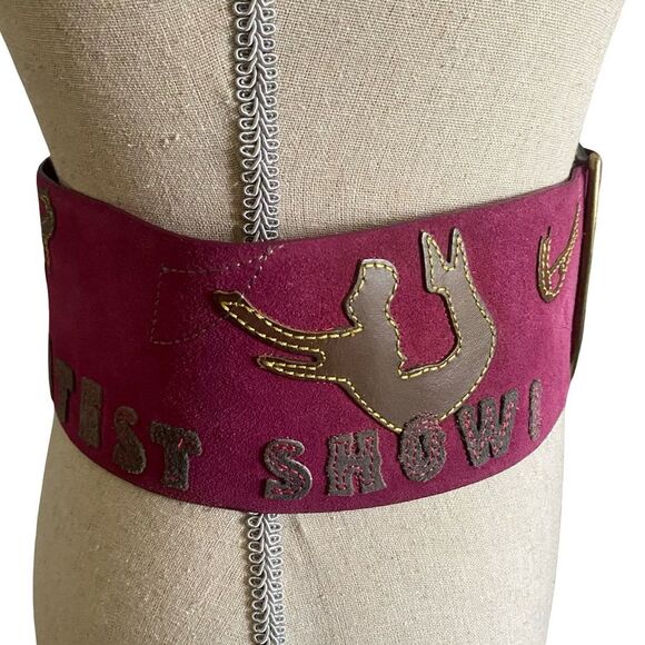 Vintage Suede Leather The Greatest Show On Earth Embroidered Belt Size M main image 6
